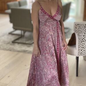 Boho Like You Multicolor Front Tie Maxi Dress - Pink